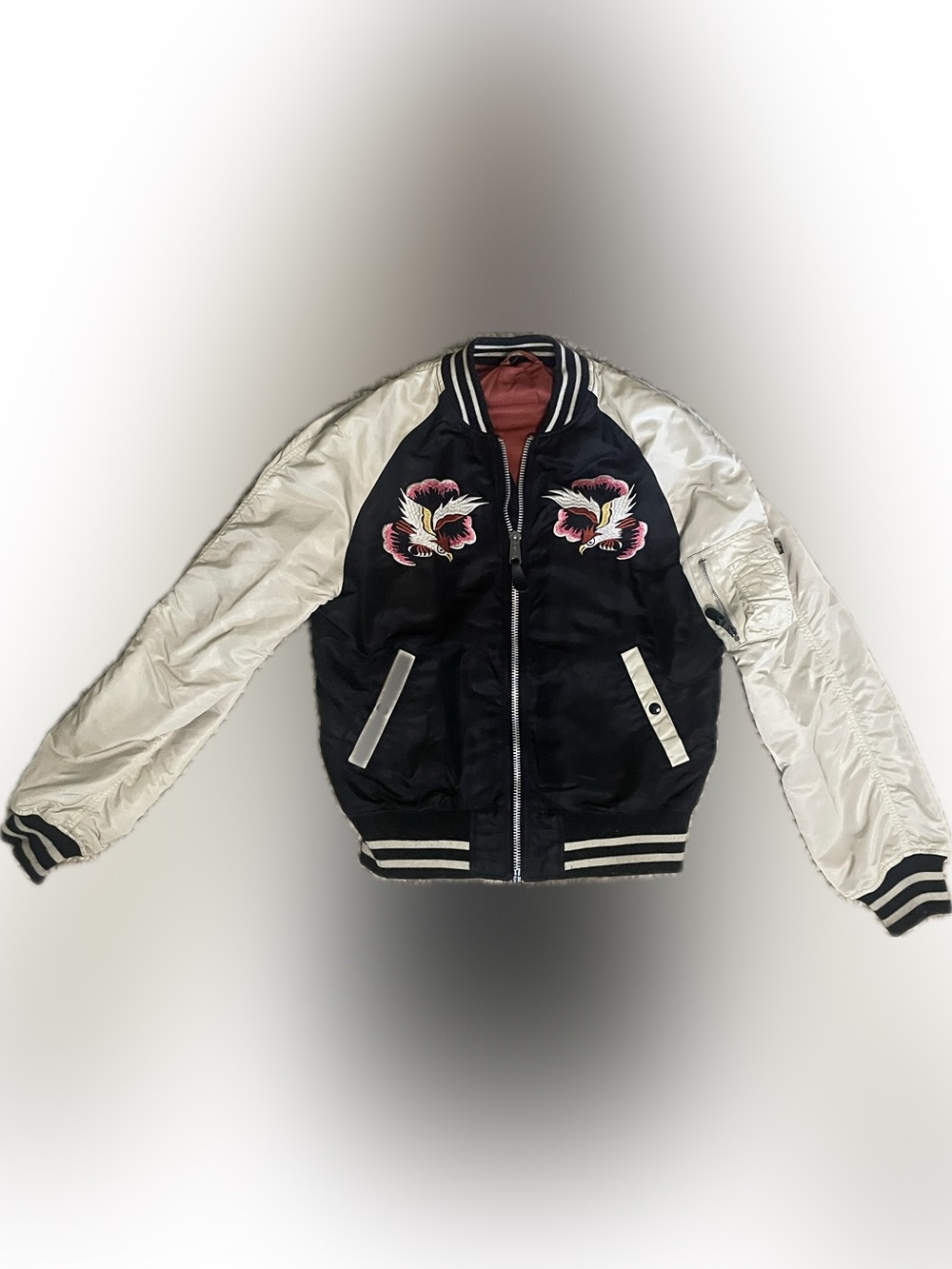 Alpha Industries x Barney’s Reversible Black and White JapanFloral Bomber Jacket